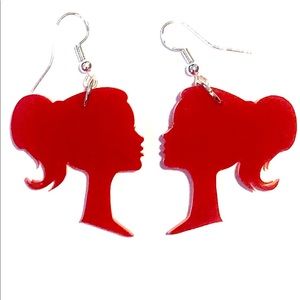 Ponytail silhouette acrylic earrings